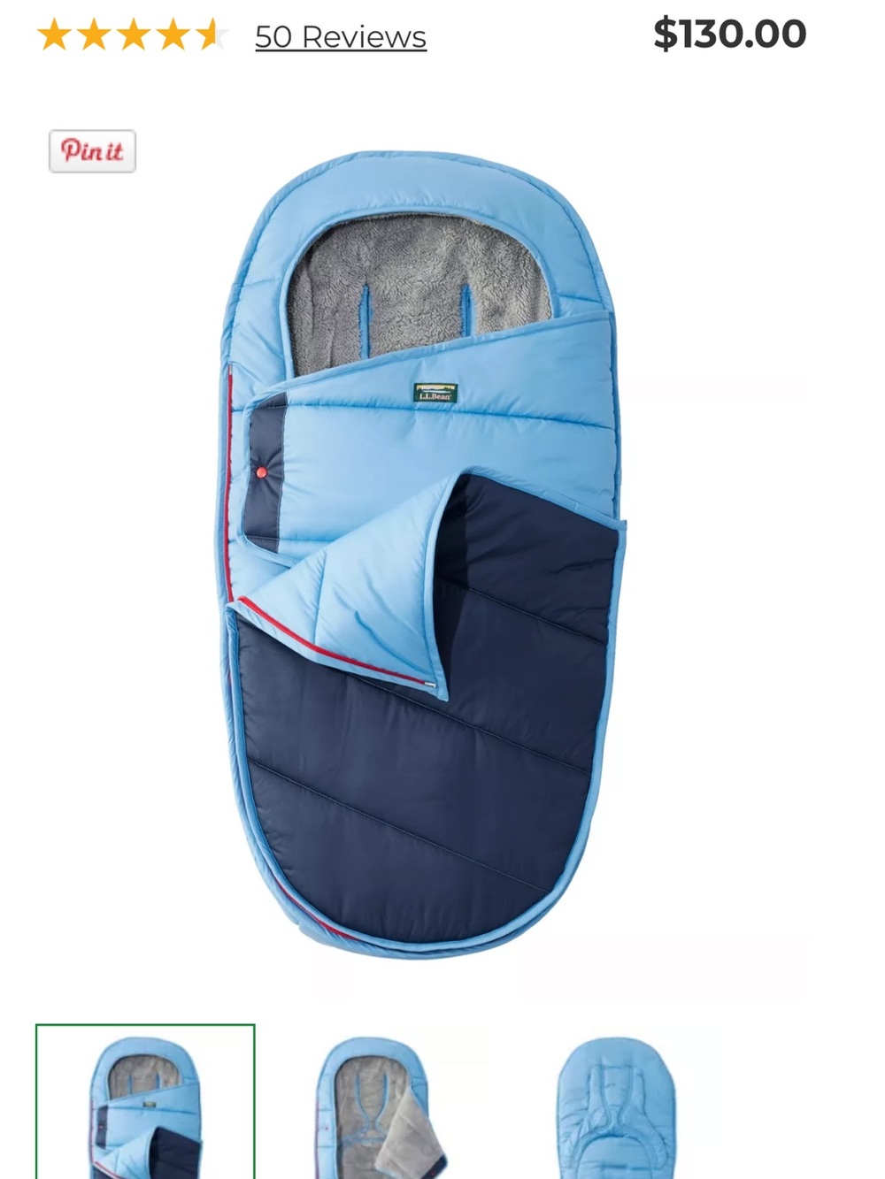 L.L. Bean bunting/ stroller sleeping bag Light Blue and Navy baby toddler